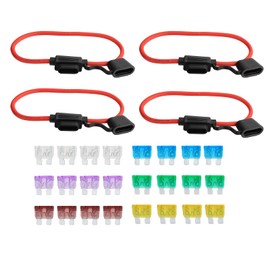 Skyplanet 10 AWG Fuse Holder ATC/ATO, Packs In-Line Automotive Blade Fuse Holder with 24PCS Standard Car Fuses, 15A 20A 25A 30A 35A 40A