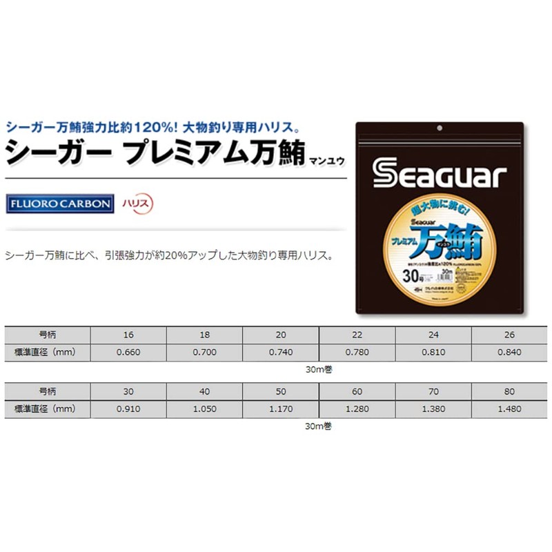 Seaguar Premium Tuna 18.8 ft (30 m), No. 60, Clear