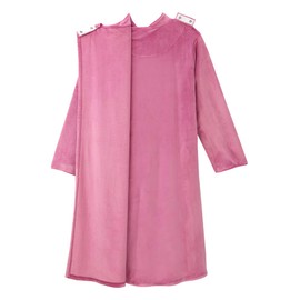 Women’s Open Back Adaptive Plush Nightgown With Zip Front - Mellow Mauve MED