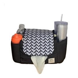 Universal Baby Stroller Organizer with Insulated Cup Holders for Moms. Diaper Storage, Secure Straps, Detachable Bag, Pockets for Phone, Keys, Toys. Stylish Design Fits All Strollers (Black)