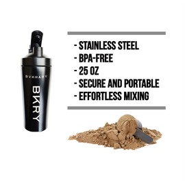 bvkhary Stainless Steel Protein Shaker Bottle - 739ml - BPA-Free, Leak-Proof - Ideal for Mixing Protein Powders and Supplements (RED)