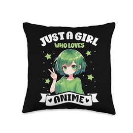 Just a Girl Who Loves Anime Kawaii Anime Merch Japanese Throw Pillow