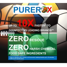 PUREROX Disinfectant. Sports and Fitness. Eliminate 99.9999% MRSA, Bloodborne Pathogens, Viruses, HIV, Bacteria, Athlete Foot Fungus. Anywhere in Gym, Fitness Center. No Residue. Suitable All Surfaces