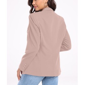 Womens Formal Blazer Open Front Business Suit Jacket Long Sleeve Button Work Office Champagne Blazer Summer Lightweight Small