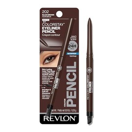 Revlon ColorStay Lápiz Delineador de Ojos Impermeable, A Prueba de Manchas, Maquillaje de Ojos con Sacapuntas Incorporado, Regalo Navideño para Mujeres, 202 Negro Marrón, 0.01 oz