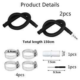 HuaMuDM Pack of 2 Pool Hose 32 mm with 4 Safety Clips and 1 Hose Connector, Pool Hose, Hose for Pool Pump, for Filter Pump and Swimming Pool