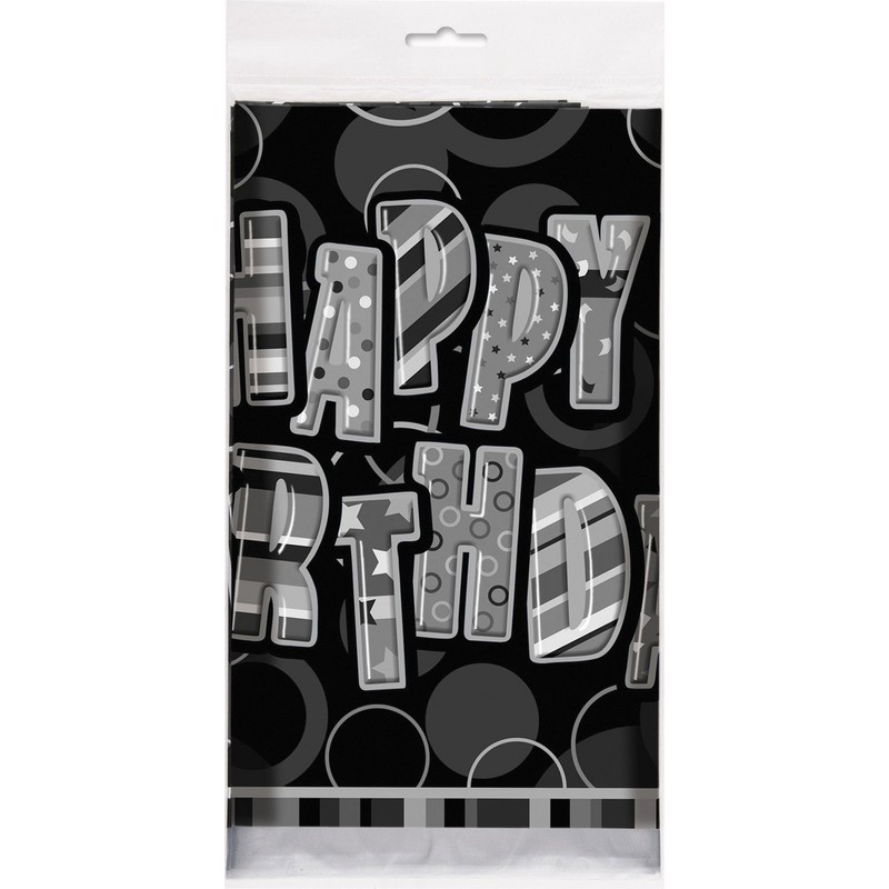 Unique Party 28473 - Glitz Black and Silver Birthday Plastic