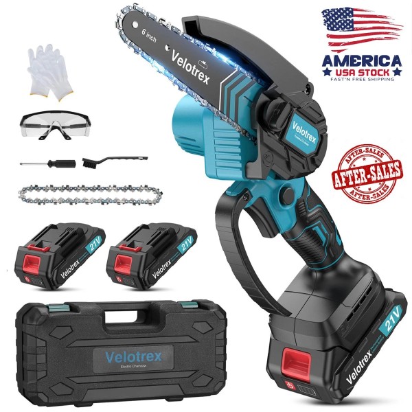 Velotrex 2 Battery Mini Electric Chain Saws Brushless Cordless Handheld