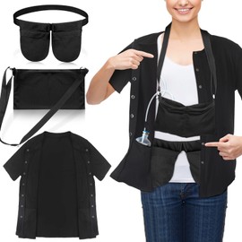 Didaey 3 Pcs Mastectomy Recovery Shirt Set with Surgery Recovery Drainage Drain Pouch Belt for Postoperative Drain Holder(Large)