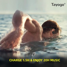 Tayogo Waterproof MP3 Player for Swimming, 8GB, IPX8, Magnetic Charging, Swimming Headset (BK)