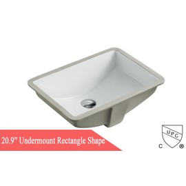 Kingsman 20.9 in. Rectangle Undermount Vitreous Glazed Pure White Ceramic Sink with Bathroom Faucet/Pop-up Drain Combo (Brushed Nickel Faucet and Drain)
