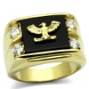 YourJewelleryBox Mens eagle ring gold onyx military cz 18kt stainless