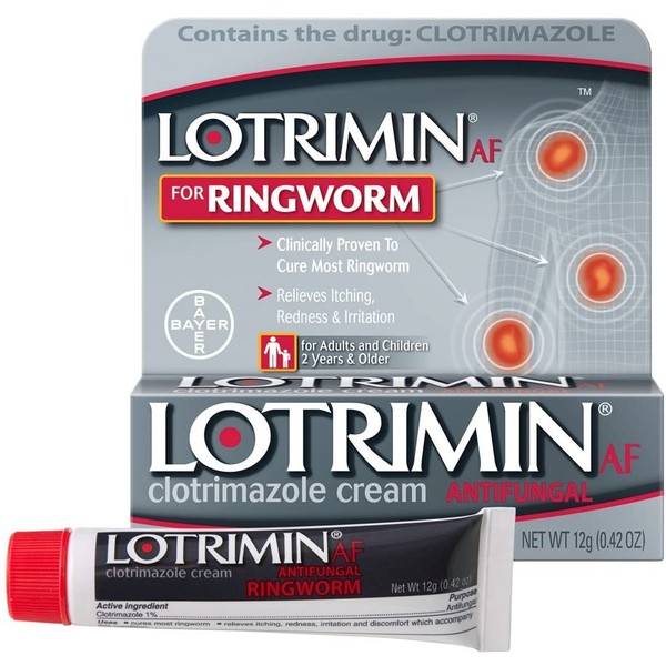 Lotrimin AF Ringworm Cream, Clotrimazole 1%, Clinically Proven Effective Antifungal Treatment of Most Ringworm, For Adults and Kids Over 2 years, Cream, .42 Ounce (12 Grams)