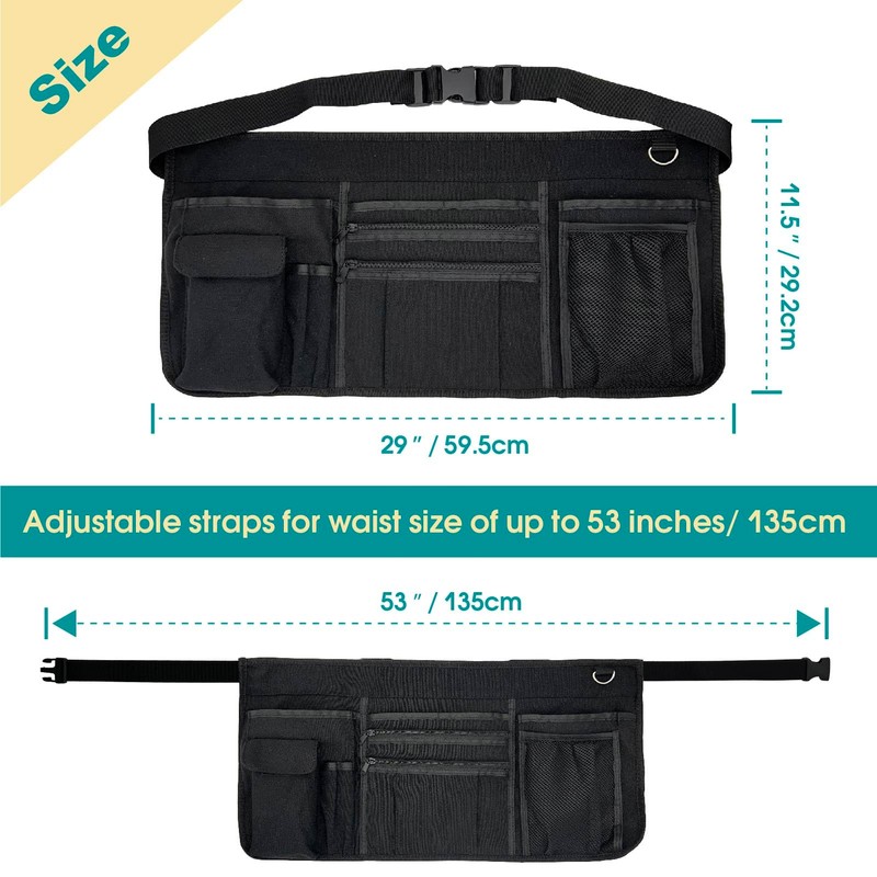 MELINON Multi-Pocket Waitress Apron: Adjustable Half Apron for Servers, Waiters,