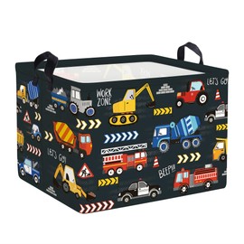 Clastyle City Car Baby Laundry Hamper Kid Storage Basket Boy Gift Toy Box Collapsible Clothes Organizer Nursery Bin for Bedroom,Fire Truck,40 * 30 * 30 cm