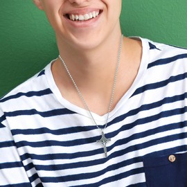 Caritas et Fides St Benedict Necklace - Spiritual Warfare Catholic Jewelry for Men and Women - Silver Saint Benedict Crucifix with 20" Adjustable Hypoallergenic Ball Chain - Made in Italy