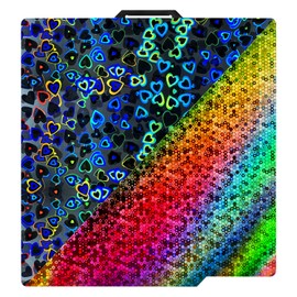 Howarx 3D Effect Build Plate for Bambu Lab A1/X1C/X1/X1E/P1P/P1S 3D Printer, Double Sided 3D Pattern with Flexible Spring Steel Build Plate (Smooth Rainbow Circle and Smooth Heart Shape Surface)