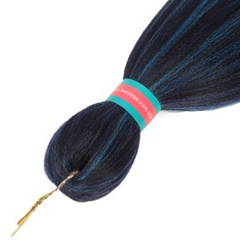 Ombre Pre stretched Braiding Hair, 36 Inch Kanekalon Braid Hair Extensions, 8 packs Multi Color blend braiding hair pre-stretched, Crochet Hair Braiding (36''-8 packs,1b/purple/l.blue)