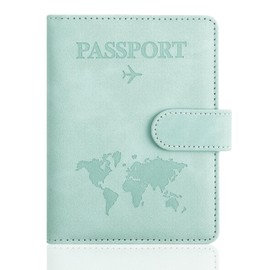 Passport Holder, PU Passport Holder, Portable Universal Travel Case for Passport, Credit Cards, Business Cards, Boarding Passes and Tickets, lightblue