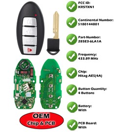 Keyless Entry Remote Key Fob, Alliskeys 4 Button Car Proximity Smart Key Fit for Nissan Sentra 2020-2022 KR5TXN1 S180144801 285E3-6LA1A