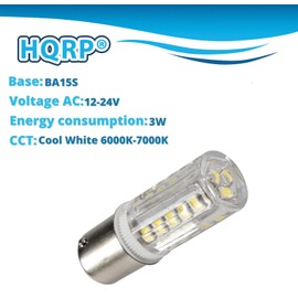 HQRP 2-Pack BA15S SMD2835 LED Bulbs 33 Cool White LEDs 12-24V DC Compatible with Simplicity Broadmoor Conquest Coronet Express Lawn Tractor Headlamp