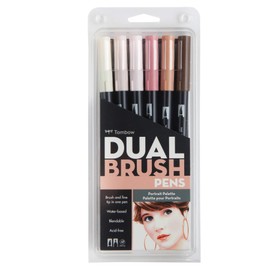 Tombow Dual Brush Pen Art Markers, Portrait, 6-Pack, DBP6-56165