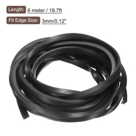 sourcing map sourcing map U Channel Edge Trim, 19.7ft Length Rubber Guard Seal Strip Edge Protector Flat Type Fit for 3mm Edge, (11/32" W x 3/8" H) Black