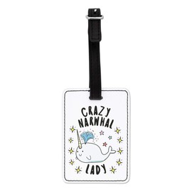 Gift Base Crazy Narwhal Lady Stars Visual Luggage Tag with Black Strap