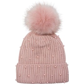 styleBREAKER 04024155 Women's Knitted Bobble Hat with Pearls and Fleece Lining -