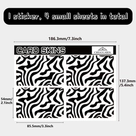 CREATCABIN 4Pcs Credit Card Skin Debit Card Sticker Zebra Stripes Personalizing Card Decor Waterproof Removable Bank Card Protecting Rfid Blocking Sticker for Credit Card Holders 3.3x2.1in