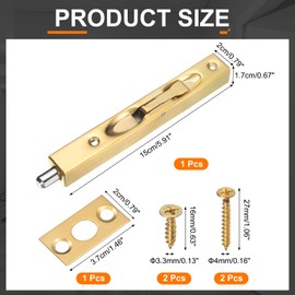 uxcell Door Bolts Latch 6 Inch, Stainless Steel Security Door Guard Lever Action Flush Slide Lock for Inactive Leaf, Double Dummy Door, Gold