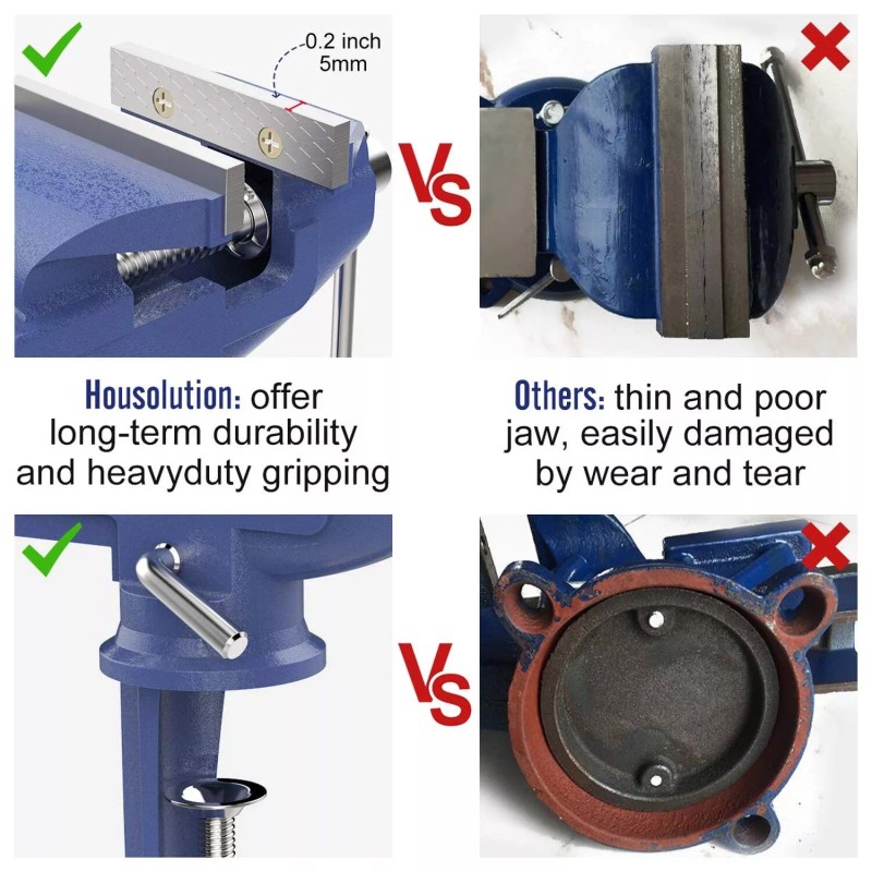 Housolution Universal Table Vise 3 Inch, 360°Swivel Base Bench Clamp