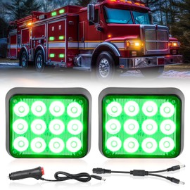 Nilight 12LED Magnetic Wireless Trailer Lights 2PCS Rechargeable Portable Hazard Beacon Warning Light Green Emergency Strobe Light for Trucks Trailers Vehicles Cars Bus Surface Mount