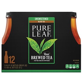 Pure Leaf Unsweetened Iced Tea, Real Brewed Black Tea, 16.9 Ounce Bottles, 12 Count