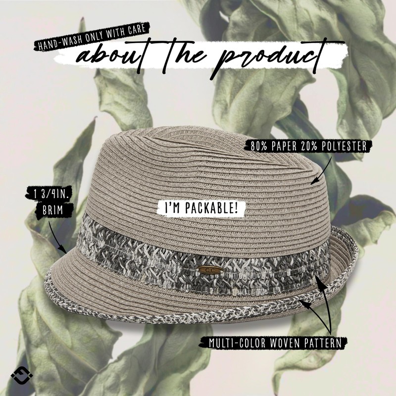 Funky Junque Multicolor Woven Fedora: Grey w/Thick Band