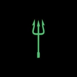 Trident Pitchfork Devil Glow in The Dark Sticker Decal for Phone Tablet Laptop Car Truck Window | 5" Sticker | Green