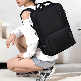 JIAMIAN Large Capacity Travel Bag, Airline Boarding Bag, Short Distance Travel Backpack, Boarding Storage with Independent Shoe, 15.6-Inch Computer, Suitable for Both Men and Women (Off White)