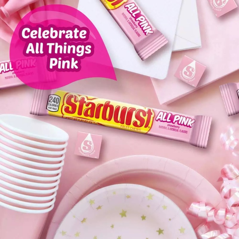 STARBURST All Pink Fruit Chews Candy Bulk Pack 24 Count