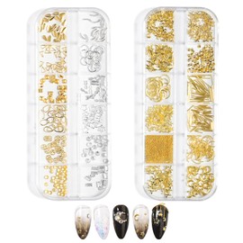 FineGood Nail Parts, Metal Parts, Nail Studs, Stars, Moon, Round, 3D, Cute, Stylish, Y2K Metal Parts, Gold, Silver, Nail Art, Deco Parts, Studded Parts, DIY Craft Material, Handmade