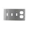 Leviton 4-Gang Toggle/Duplex Device Combination Wallplate, Standard Size, Magnetic Stainless