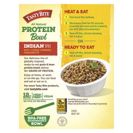 Tasty Bite Indian Style Protein Bowl, Ready to Eat, Microwaveable, Vegan, 12 Grams of Plant Protein, 8.8 Ounce (Pack of 6)