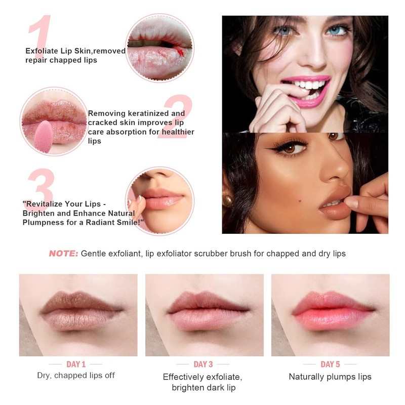 Lip Scrub Brush,Double-Sided Silicone Exfoliating Lip Brush Tool for Smoother