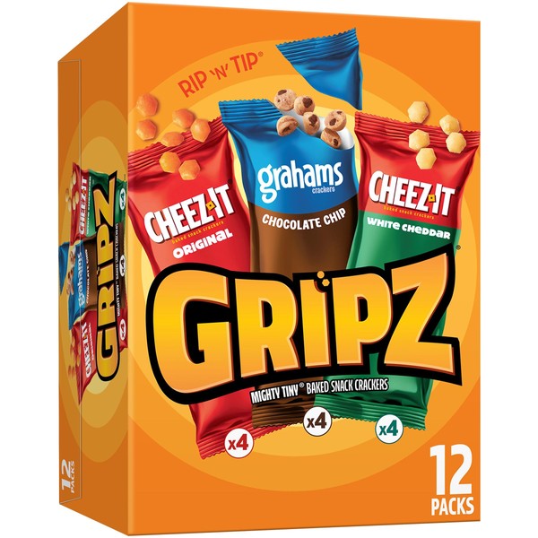 Gripz Mini Baked Snack Crackers, Sweet and Salty Snacks, Variety