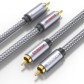 RCA Cable 1M,SOUNDFAM 2RCA Male to 2RCA Male RCA Audio Stereo Subwoofer Cable (Red/White) for Home Theater HDTV Amplifier Hi-Fi System Car Audio - Grey