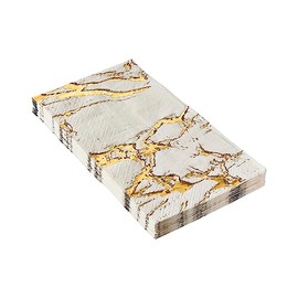 Silver Spoons Elegant Marble Disposable Napkins, Pack Includes 18 Wedding Napkins, Party Napkins Disposable Perfect For Dessert, Classic Dinner Napkins For Upscale Events, Christmas Napkins For Holiday Meal, Gold