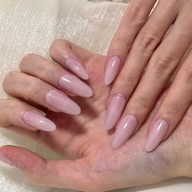 Baby Pink Press On Nails - Petite Oval Short Style with Sheer Glitter Finish, Comfort Fit Fake Nails for Everyday & Bridal Wear (Cotton Candy & Blush Bloom)