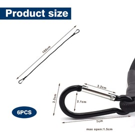 Bungee Cords with Carabiner Clips, 6 Pack Bungees With Hooks,1 m Long Heavy Duty Carabiner Bungee Cord for Camping Tarps Bike Rack Tent Car Roof Rack Black