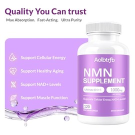 Suplemento NMN - 10 en 1 con mononucleótido de nicotinamida, resveratrol, TMG y quercetina y glutatión, precursor de suplemento NAD+, para celular sal