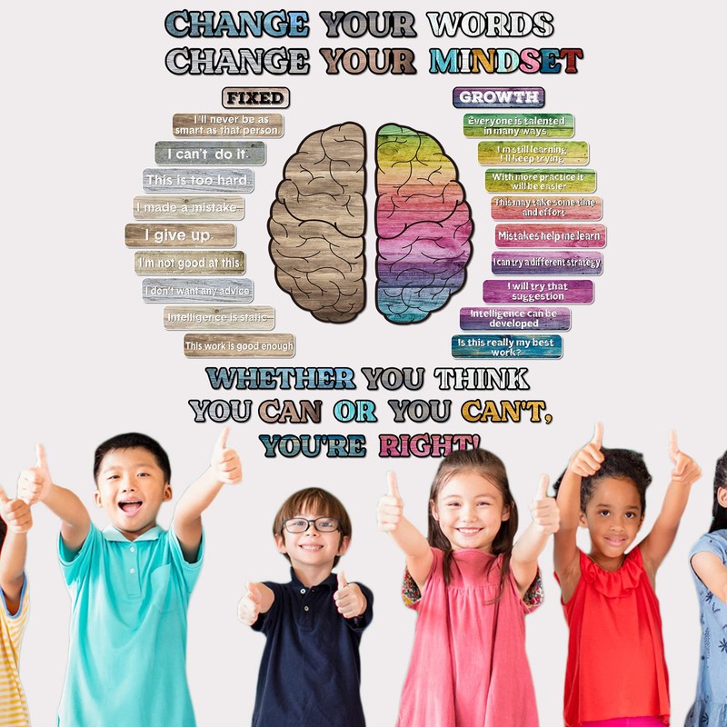 Pajean 38 Pcs Growth Mindset Posters Bulletin Board Set Care