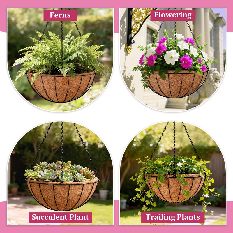 Halatool 20 Inch Large Hanging Baskets Planters for Outdoor Plants,